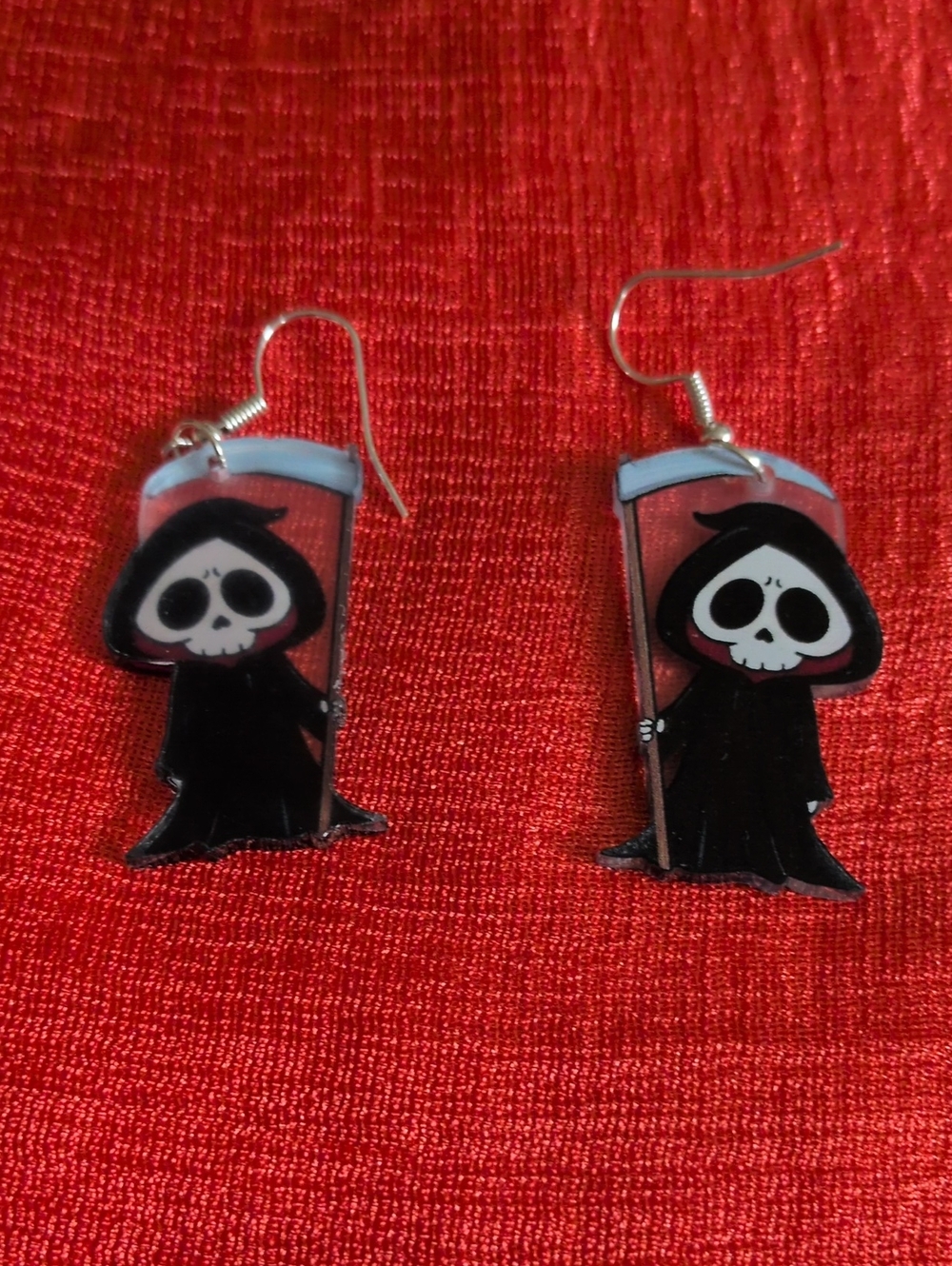 Grim Reaper Cartoon Dangle Earrings - Black